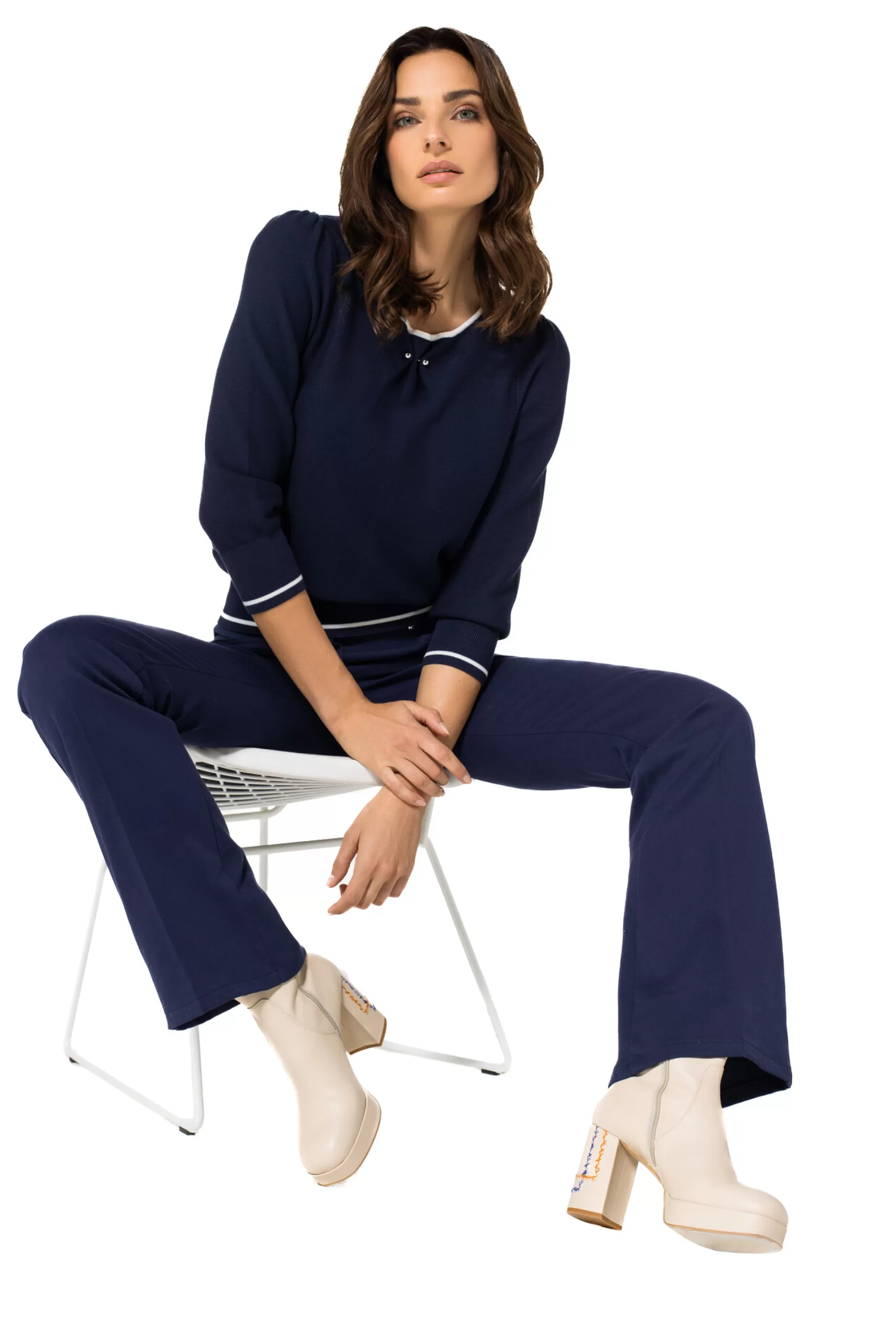 Clearance 1248-21 / Fijn Gebreide Bicolor Pull Vrouwen Pulls