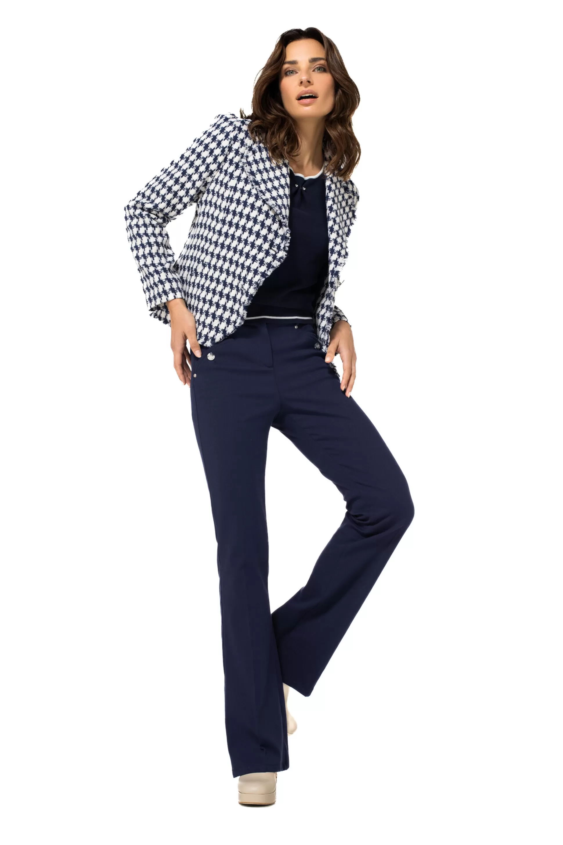 Clearance 1248-21 / Fijn Gebreide Bicolor Pull Vrouwen Pulls