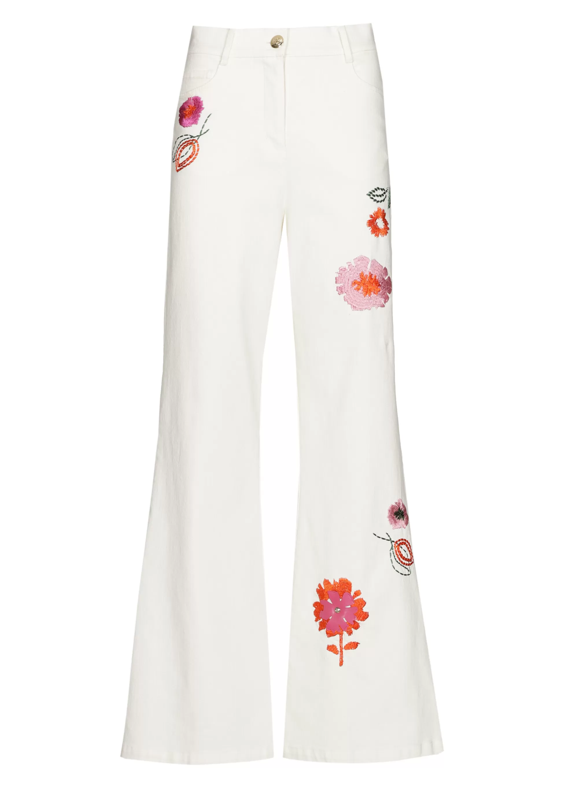 Clearance 1509-69 / Comfortabele Jeans Met Broderie, Flared Leg, Normal Waist Vrouwen Broeken