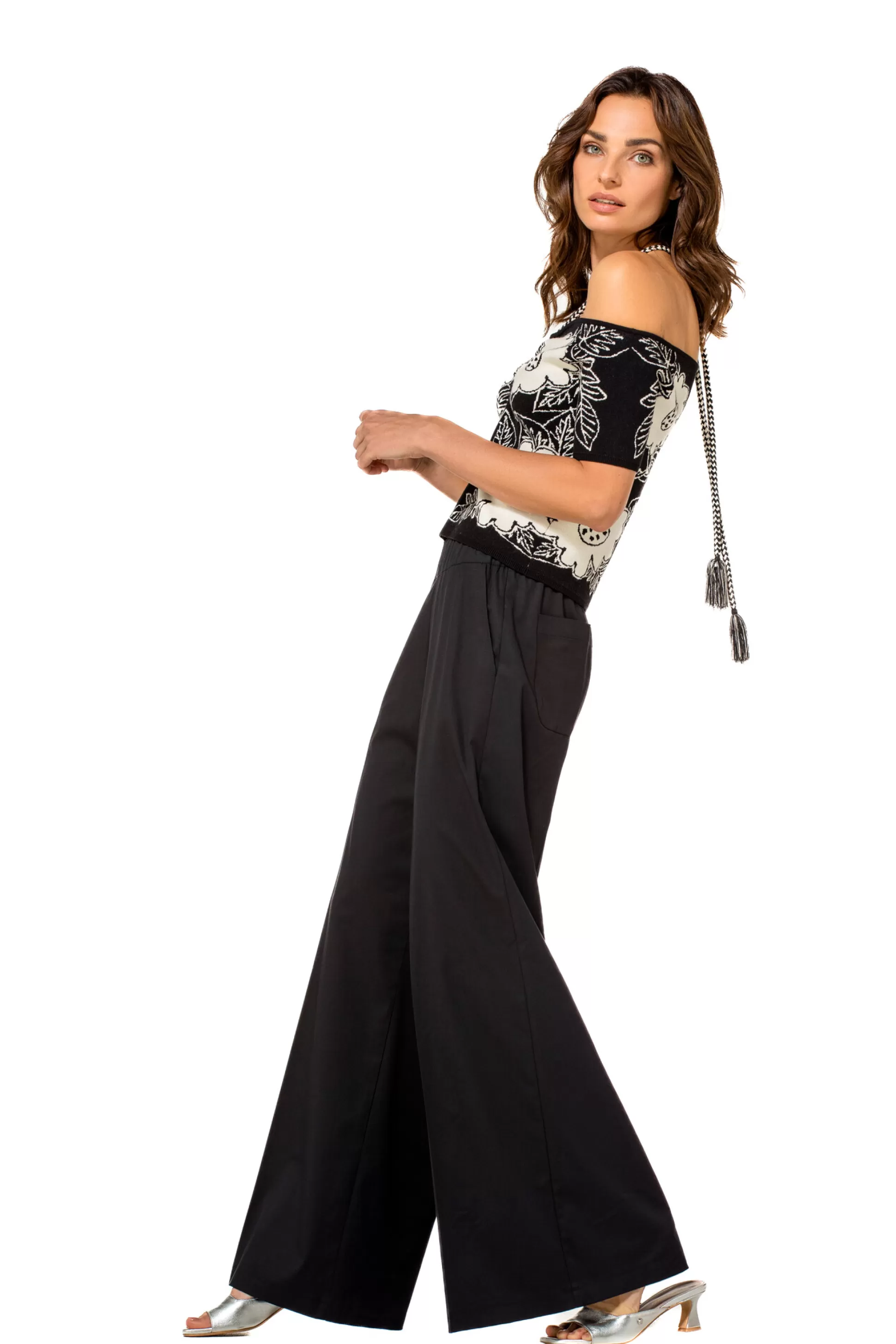 New 1569-10 / Comfortabele Wijde Broek In Katoen, Normal Waist Vrouwen Broeken