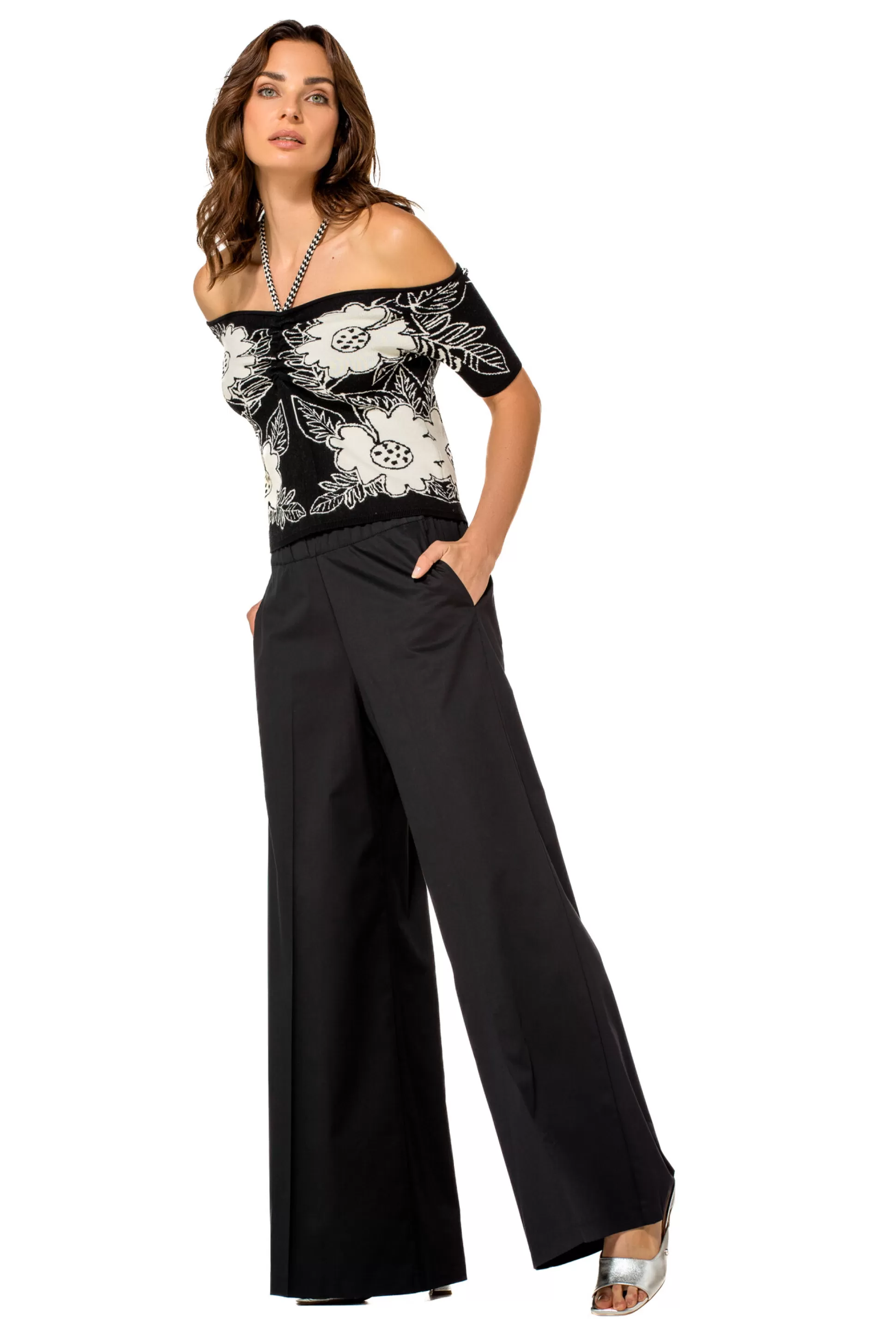 New 1569-10 / Comfortabele Wijde Broek In Katoen, Normal Waist Vrouwen Broeken