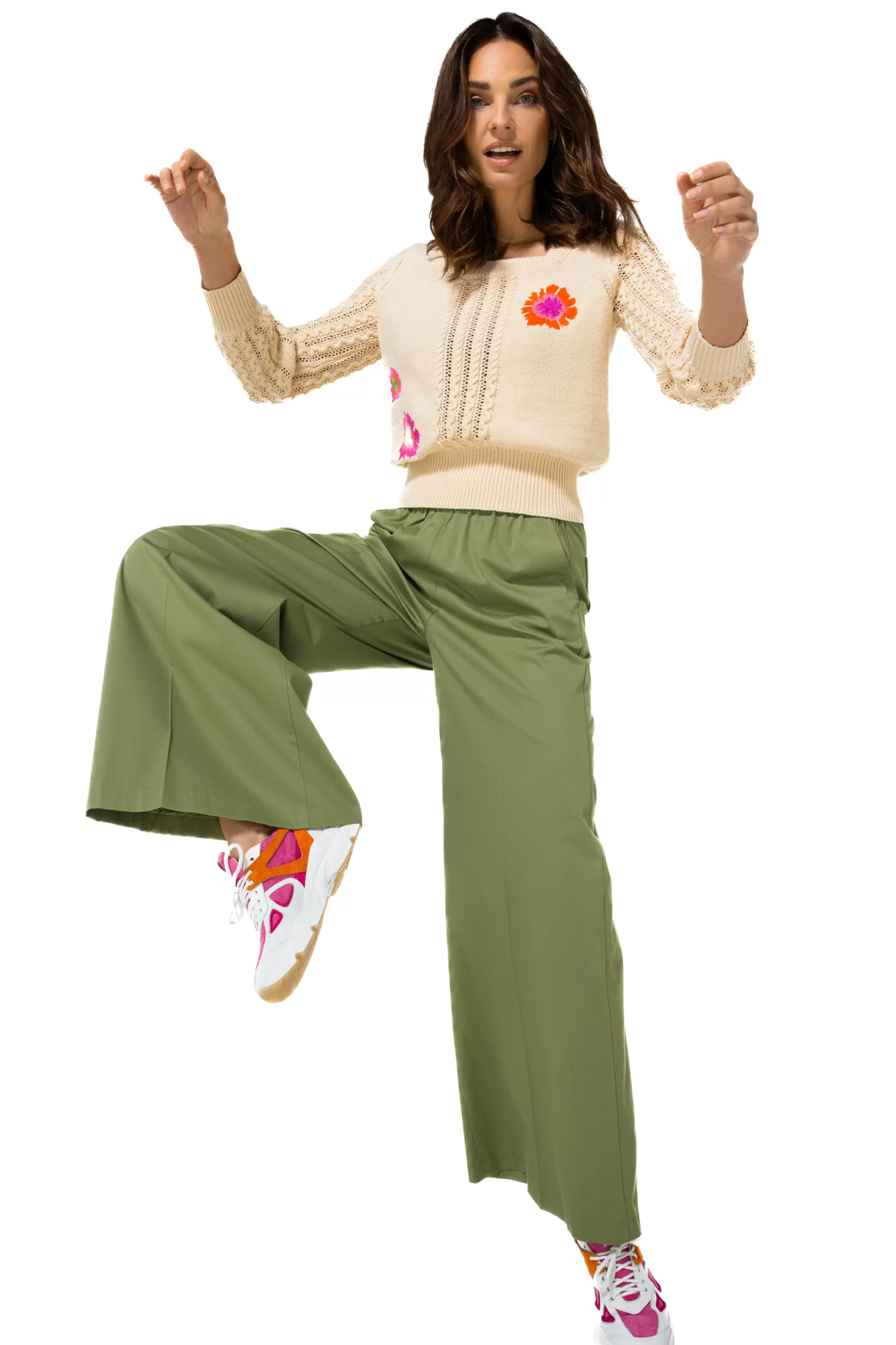Store 1569-60 / Comfortabele Wijde Broek In Katoen, Normal Waist Vrouwen Broeken