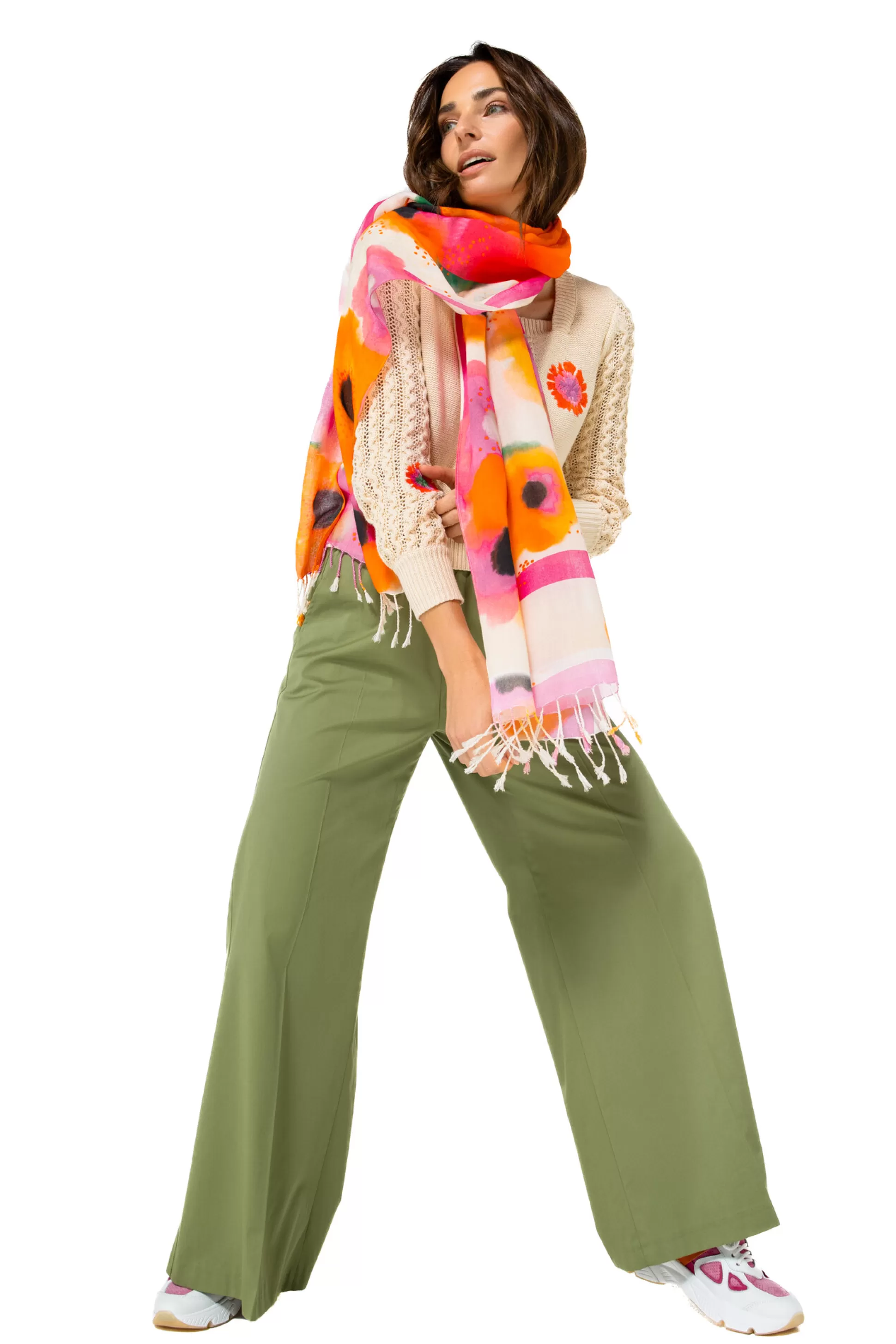 Store 1569-60 / Comfortabele Wijde Broek In Katoen, Normal Waist Vrouwen Broeken