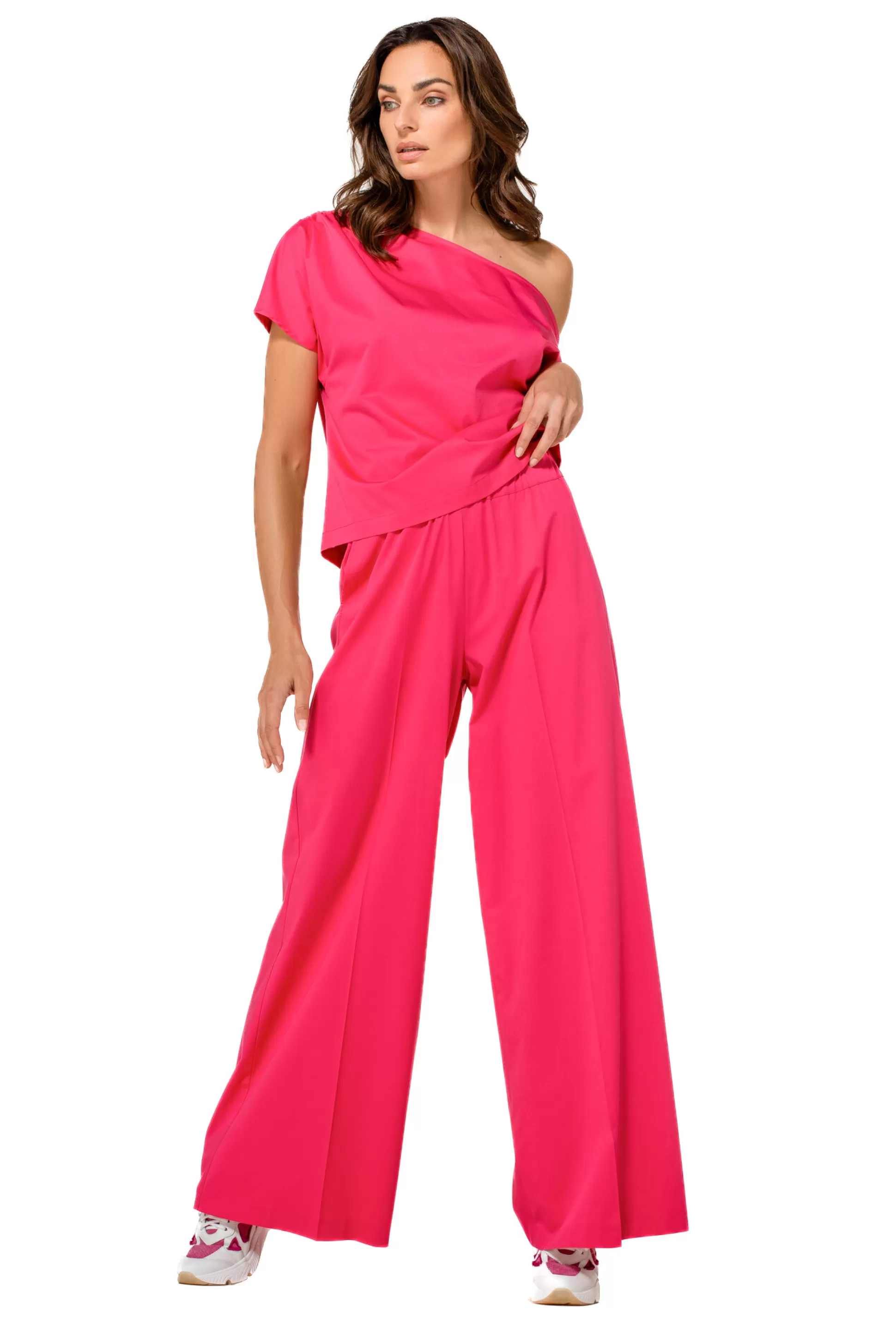 Shop 1569-74 / Comfortabele Wijde Broek In Katoen, Normal Waist Vrouwen Broeken