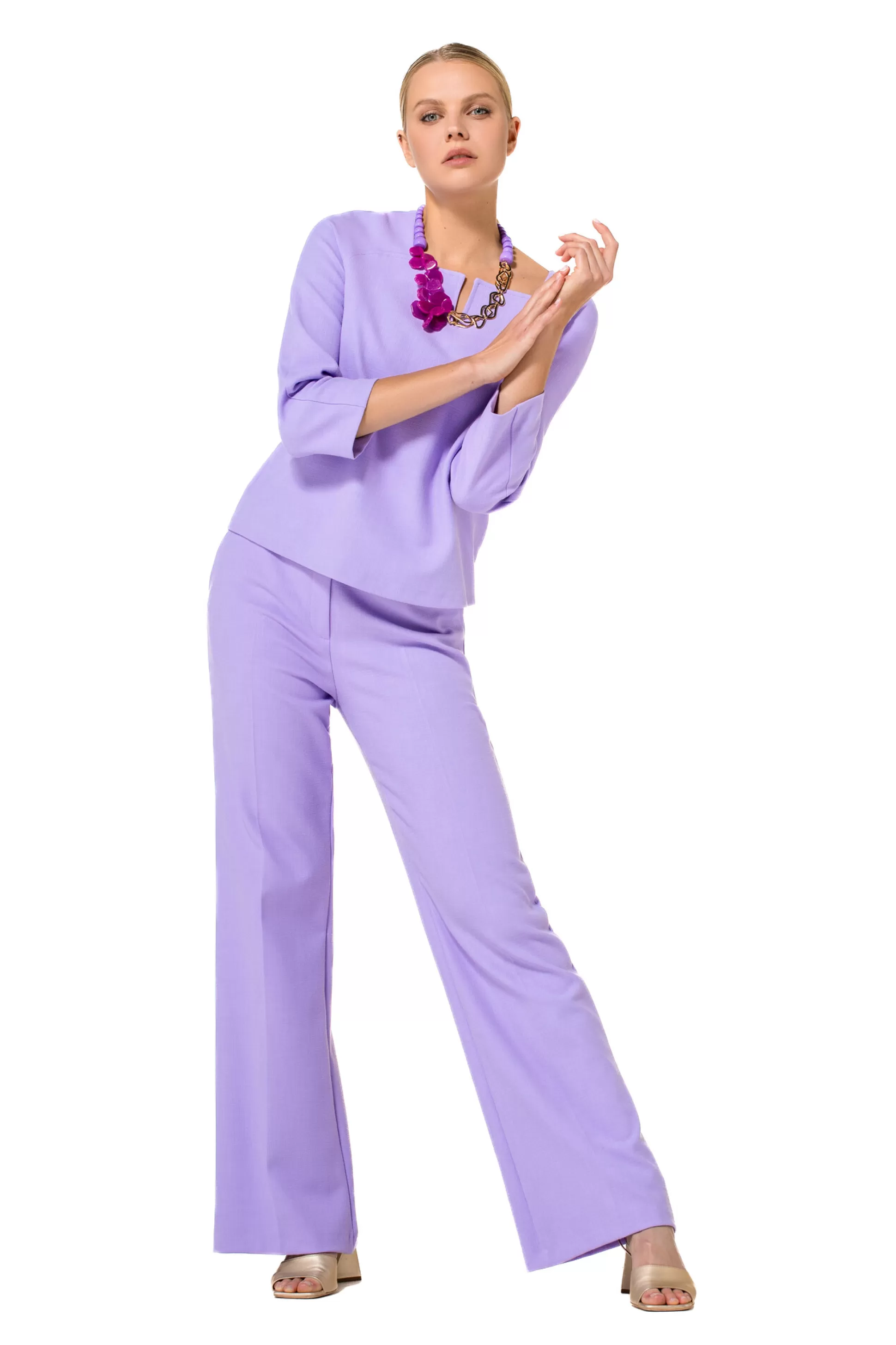 New 1581-46 / Comfortabele Geklede Broek, Recht Been, Normal Waist Vrouwen Broeken