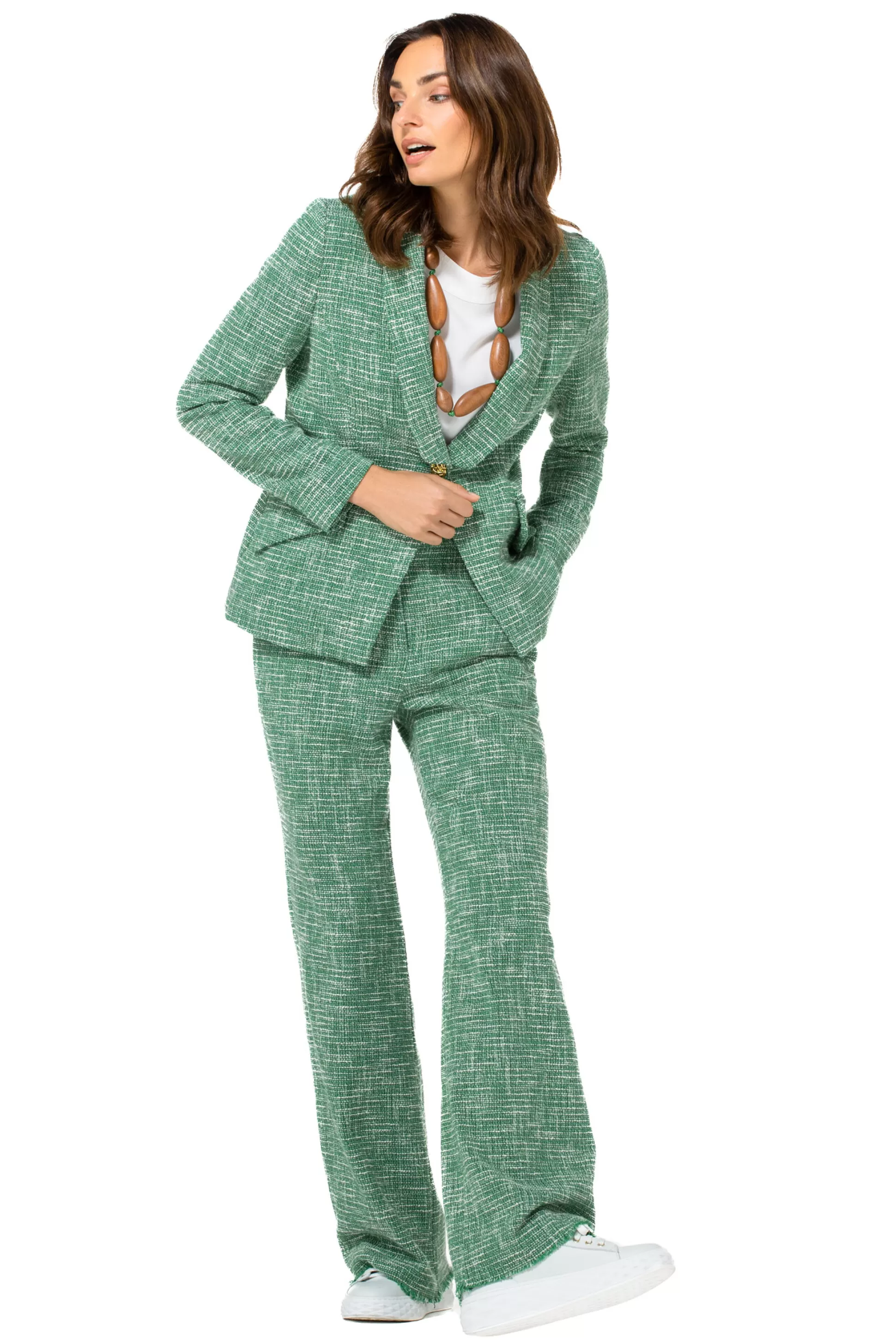 Flash Sale 1588-62 / Broek In Fijne Bouclette, Wijd Been, Normal Waist Vrouwen Broeken